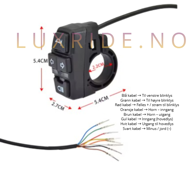 Vanntett lysbryter – hovedlys, blinklys og horn