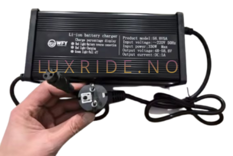 Hurtiglader for 52 volt batteri skriv end forklaribg igjen ved tanken på volt visiningen